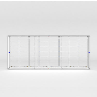 Modular trade show display frame with LED light strips for exhibitions and special events