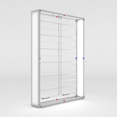 Backlit trade show display frame with LED strip lighting for exhibitions and special events