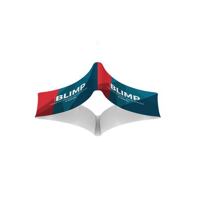 Hanging banner frame system for trade shows and exhibitions, curved quad design