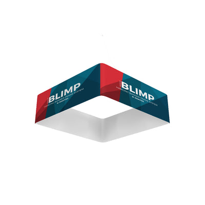 Square hanging banner frame system for trade shows and exhibitions with graphic display