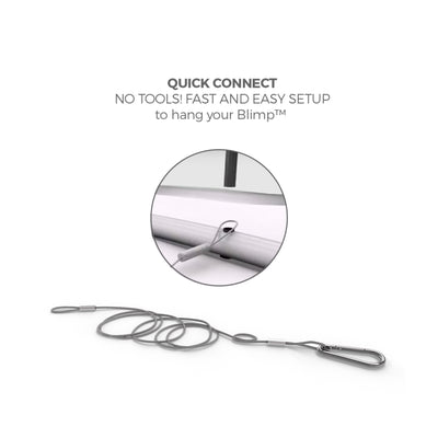 Quick connect hanging cable with carabiner for fast trade show and event display setup