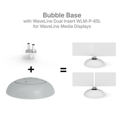 WaveLine dual insert combined with Bubble Base for media displays at trade shows and exhibitions