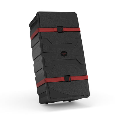 Durable shipping case with secure straps designed for trade shows and exhibitions