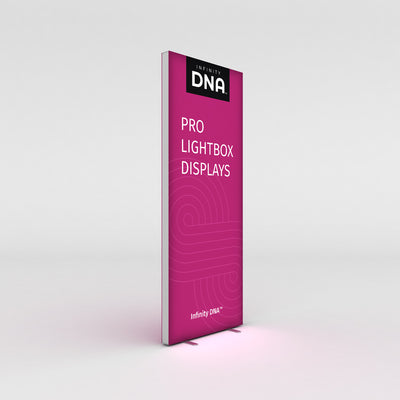 Tall pro lightbox display for trade shows and exhibitions with Infinity DNA branding