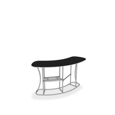 Curved convex infodesk counter with metal frame for trade shows and special event displays