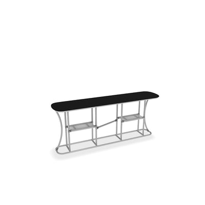 portable trade show counter with metal frame and flat top for exhibitions and events