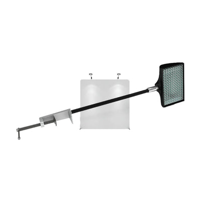 Adjustable clamp light with LED panel designed for illuminating trade show and exhibition displays
