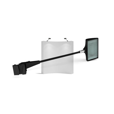 LED display light with clamp and extendable arm used for trade show and exhibition booth illumination