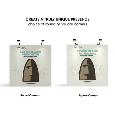 Trade show displays featuring option of round or square corners for unique exhibition presence