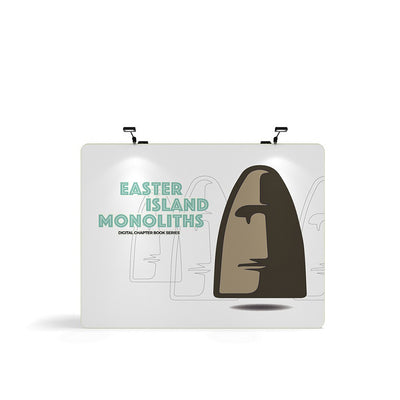 Portable trade show display featuring Easter Island monolith design for exhibitions and events