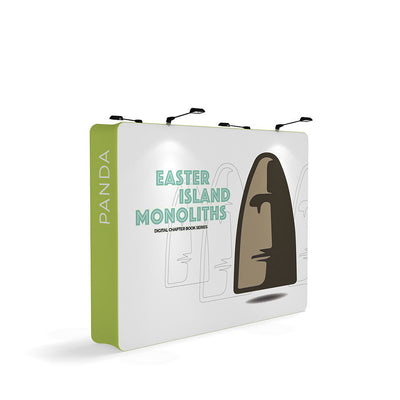 Trade show display panel with Easter Island monolith design and LED lighting for exhibitions and events