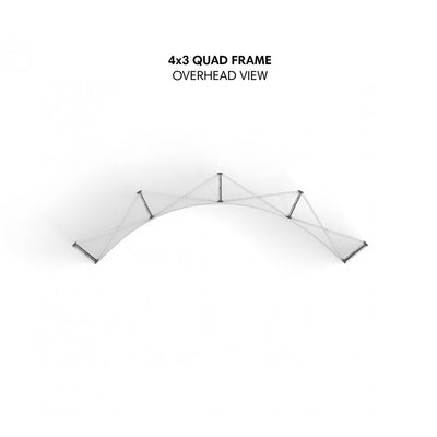 Overhead view of 4x3 curved quad frame display structure for trade shows and exhibitions