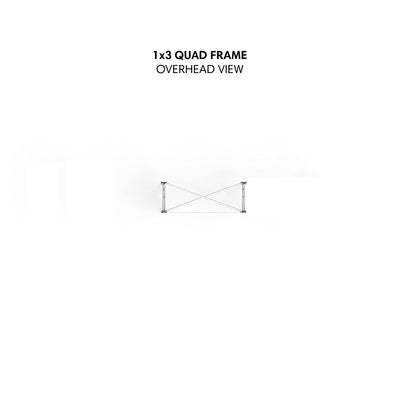 Overhead view of 1x3 quad frame trade show display frame for exhibitions and events