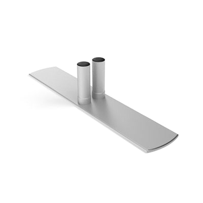 Metal base plate with dual vertical tube connectors for secure trade show displays