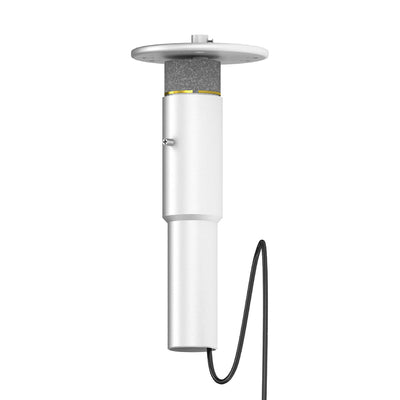 Retractable metal display pole with mounting plate and cable for trade shows and exhibitions