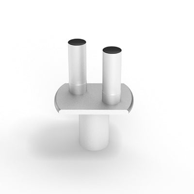 Round base stand with two vertical poles for modular trade show displays and exhibition setups