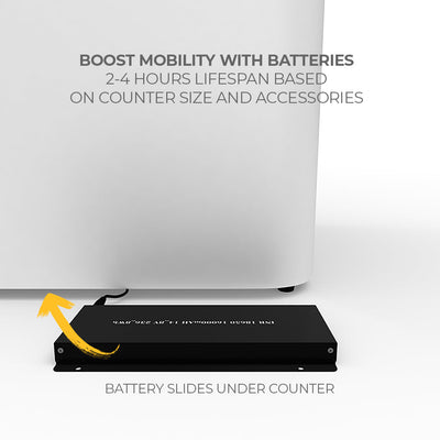 Inflatable LED backlit counter with battery pack sliding underneath for trade shows and events