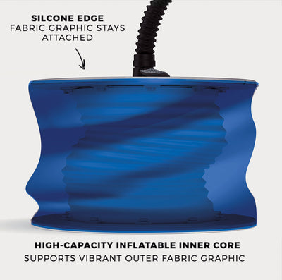 Inflatable trade show counter with silicone edge fabric graphic and high-capacity inner core for vibrant displays