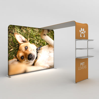 Trade show exhibition canopy with pet lovers branding and large dog image for special event display