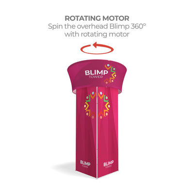 Rotating Blimp Tower display for trade shows and exhibitions with 360-degree rotating motor