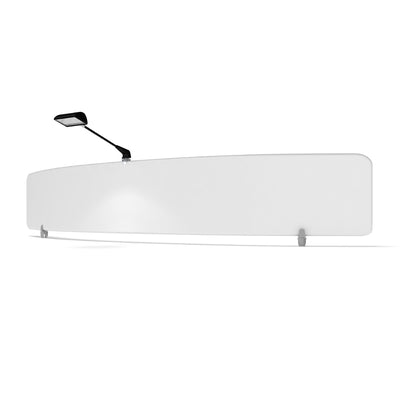 Curved fabric display panel with attached spotlight for trade shows and exhibitions