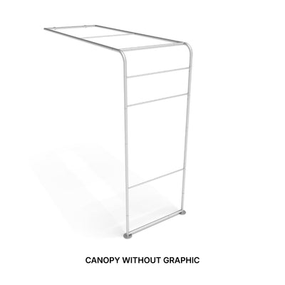 Trade show canopy frame structure for exhibitions and special events without graphic