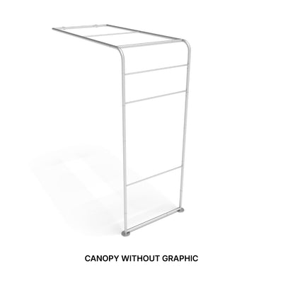 Trade show canopy frame structure designed for exhibitions and special event display setups
