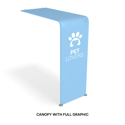 Curved canopy display with full graphic for pet lovers at trade shows and exhibitions