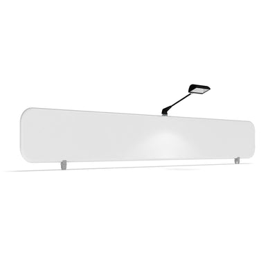 Rectangular trade show display banner with mounted spotlight for exhibitions and special events