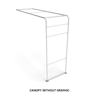 Trade show canopy frame structure for exhibitions and special events without graphics