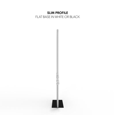 Slim profile banner stand with flat base for trade shows and special events