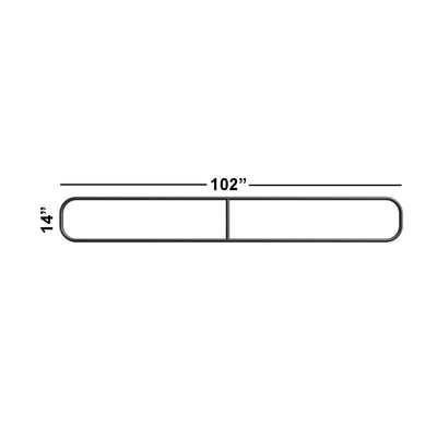 Curved rectangular frame structure with dimensions for trade show and exhibition display headers