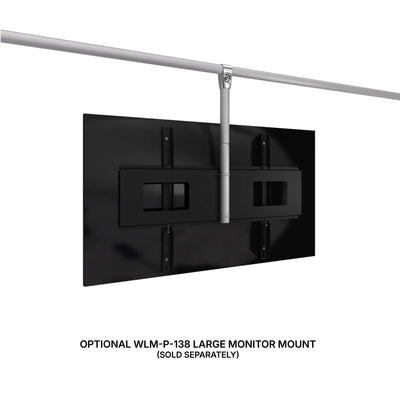 Large monitor mount attached to trade show display frame for exhibitions and special events