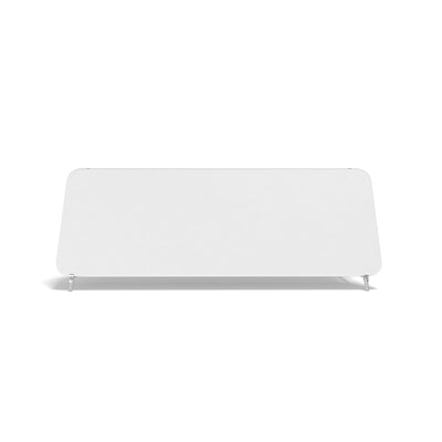 Large freestanding trade show display panel with rounded corners on white background