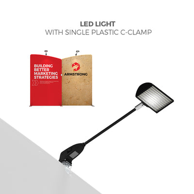LED light with plastic C-clamp for trade show booths and exhibition displays