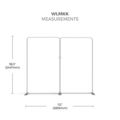 Trade show display frame with measurements for exhibitions and special event backdrops