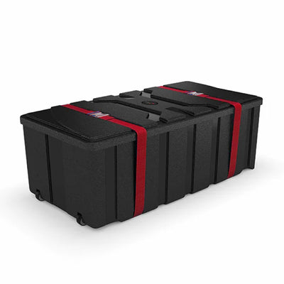 Heavy-duty transport case with secure straps for trade shows and special event logistics