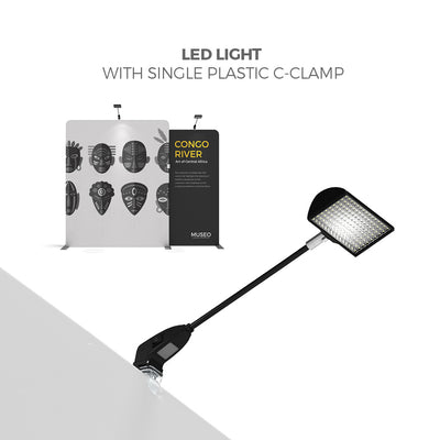 LED light with plastic C-clamp for trade show and exhibition display lighting