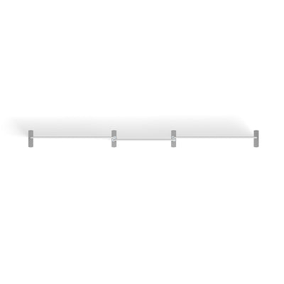 Modular trade show barrier system with connected posts and horizontal rails for exhibitions and events