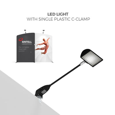 LED light with plastic C-clamp for trade show displays and exhibition booth lighting