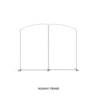 Curved metal frame stand designed for trade shows and exhibition displays
