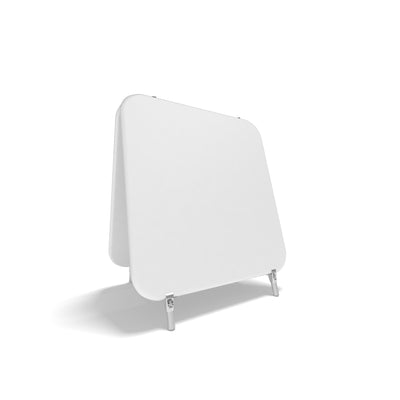 Compact portable display stand for trade shows and exhibitions with a clean, modern design