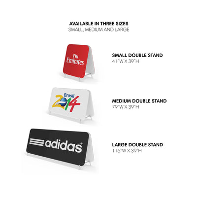 Triple set of double stands for trade shows and exhibitions in small, medium, and large sizes