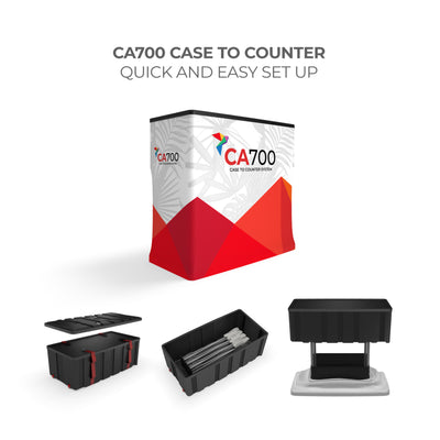 CA700 case to counter system showcasing quick setup for trade shows and exhibitions