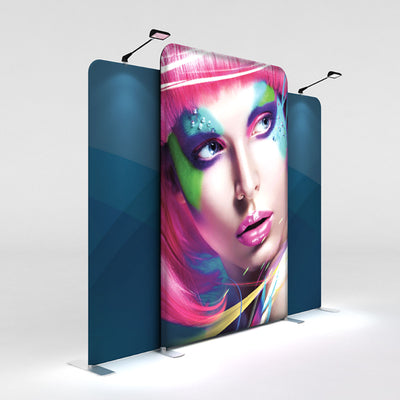 LED backlit display with artistic face graphic for trade show and exhibition branding