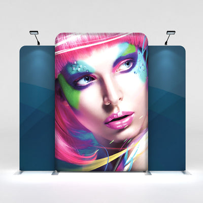 Wavelight LED backlit display featuring vibrant portrait for trade show and exhibition booth setup