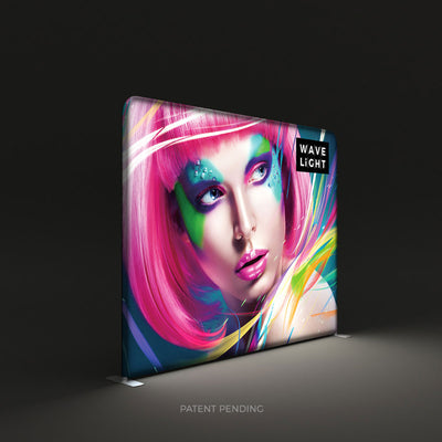 LED backlit display featuring vibrant artistic portrait, ideal for trade shows, exhibitions, and special events