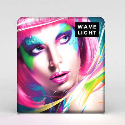 LED backlit display featuring a vibrant face graphic for trade shows and exhibitions