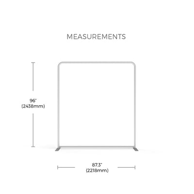 LED backlit trade show display frame with measurements for exhibitions and events