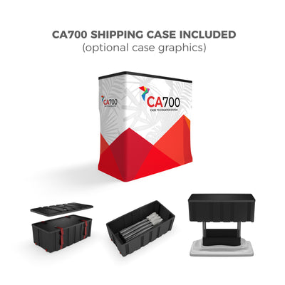 CA700 shipping case and portable trade show counter components for exhibitions and events